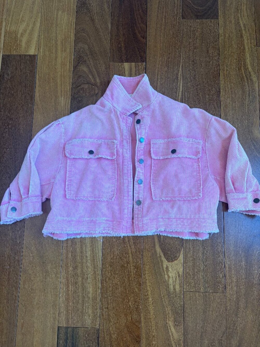 POL hot pink cropped corduroy utility jacket